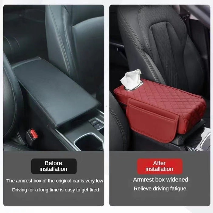 Car Armrest Seat Cushion With Tissue Box