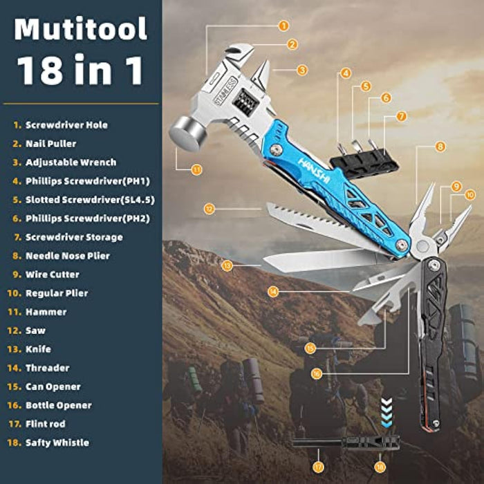 16 in 1 Adjustable Wrench Multitool Hammer