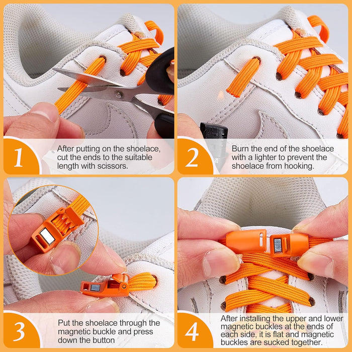 Magnetic elastic shoe laces