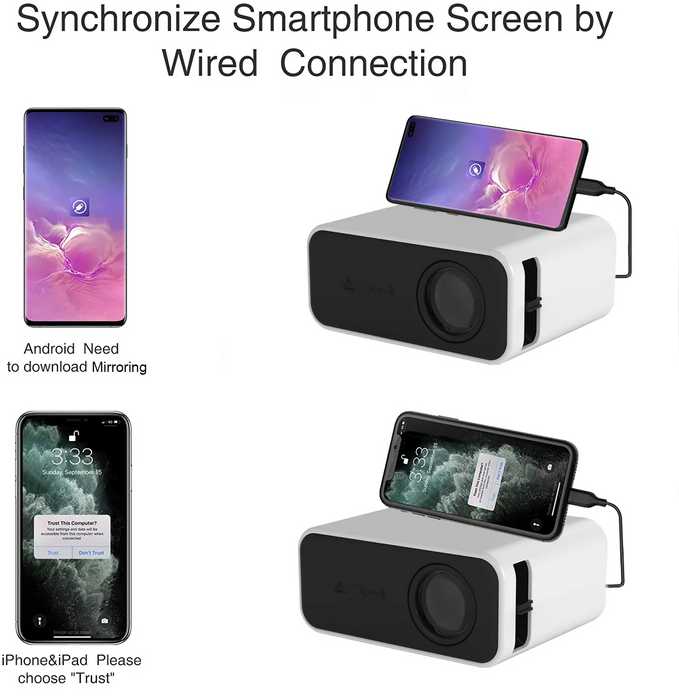 🔥LAST DAY SPECIAL SALE 65% OFF 🔥Mini Projector Wired Screen Mirroring IOS & Android Phone