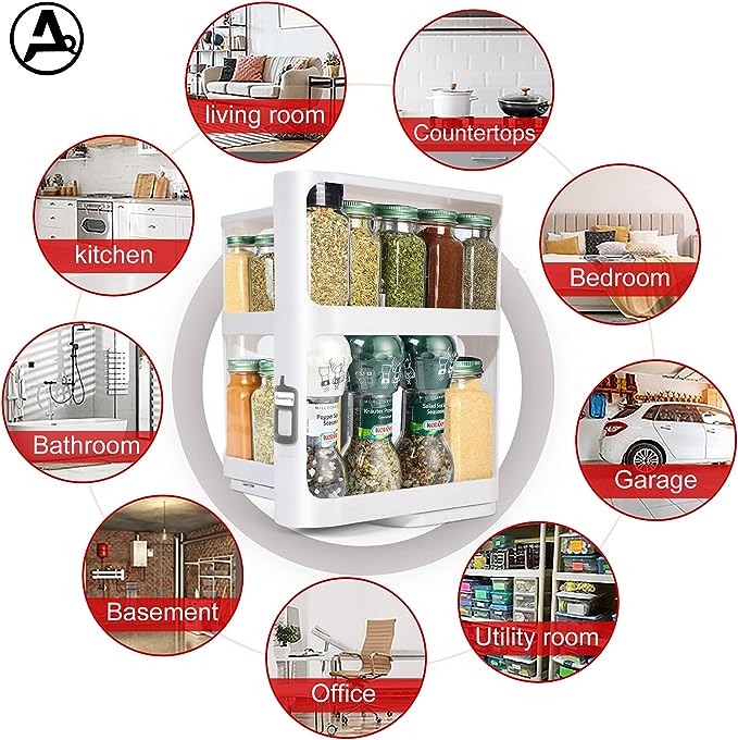 Double-Tier Rotating Spice Rack Organizer for Kitchen🔥 The Last Day 30% OFF 🔥