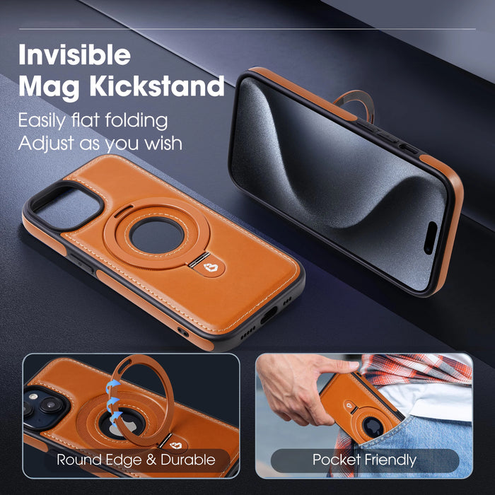 LuxGuard - Luxury Invisible Stand iPhone Leather Case