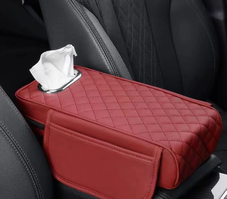 Car Armrest Seat Cushion With Tissue Box