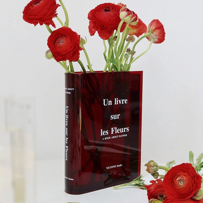 Flowers Bookshelf Decor Purse Vase