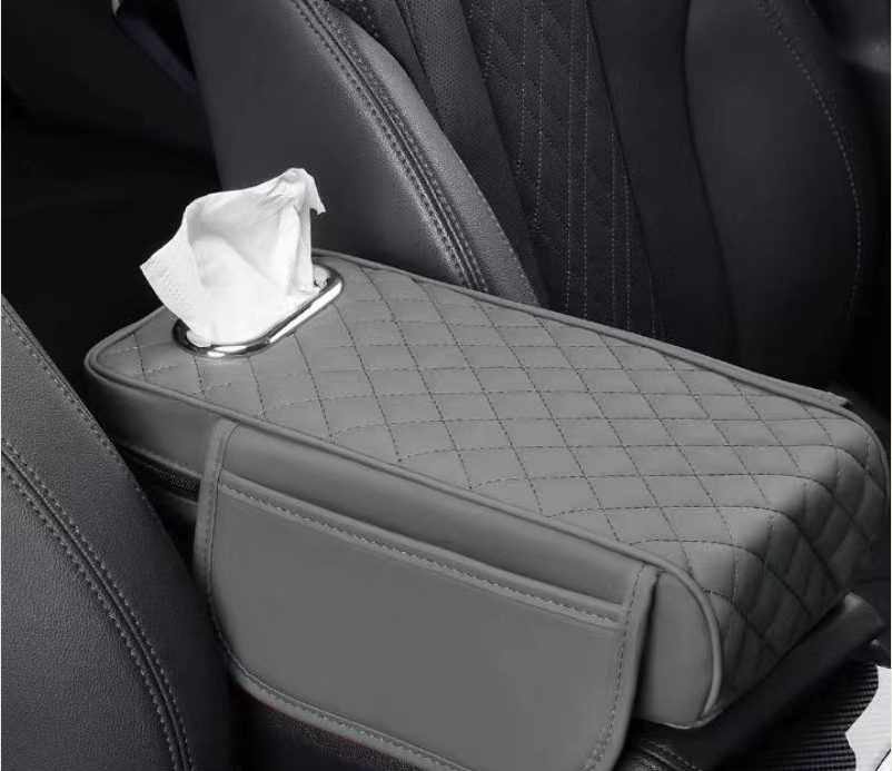 Car Armrest Seat Cushion With Tissue Box