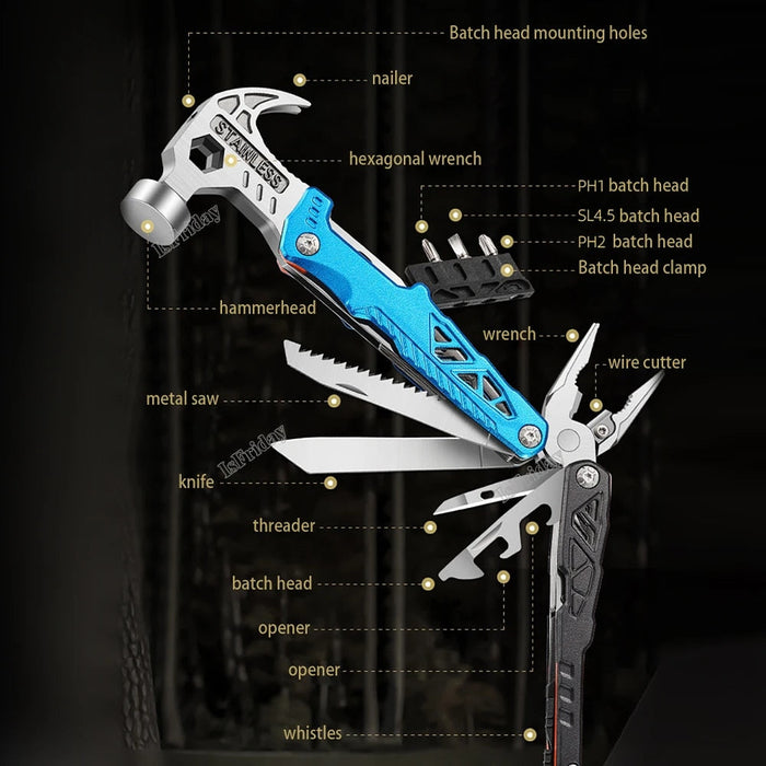 16 in 1 Adjustable Wrench Multitool Hammer