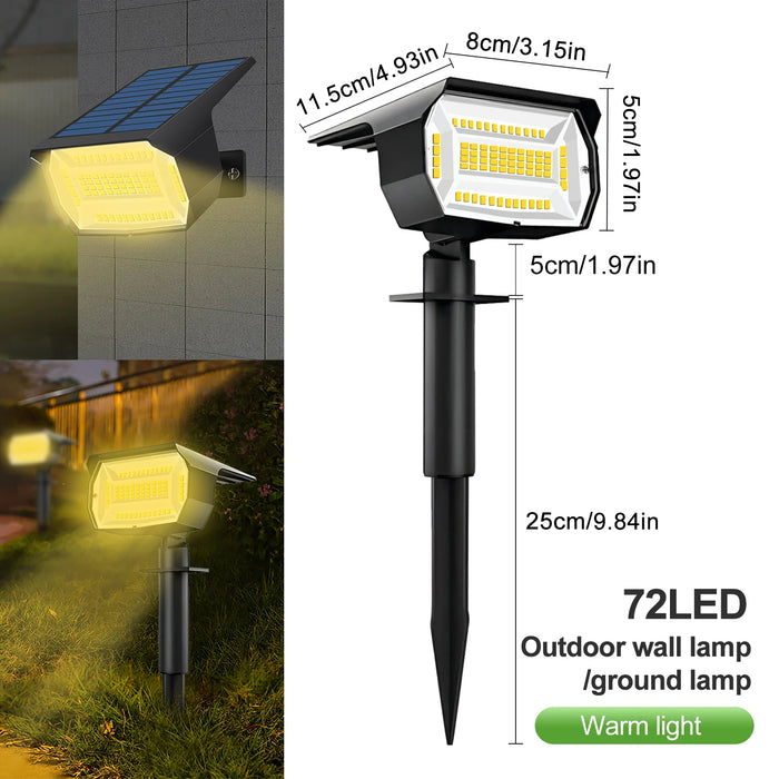 72 LEDs Solar Spot Lights Outdoor Waterproof