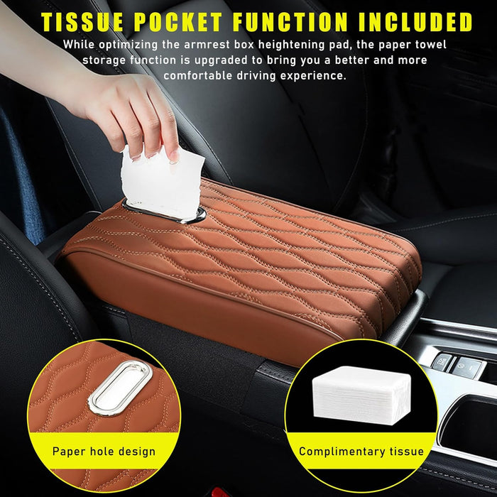 Car Armrest Seat Cushion With Tissue Box