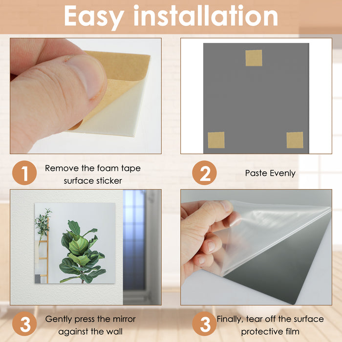 SafeFlex Acrylic Mirror Tiles - Unbreakable Self-Adhesive Wall Mirror Set